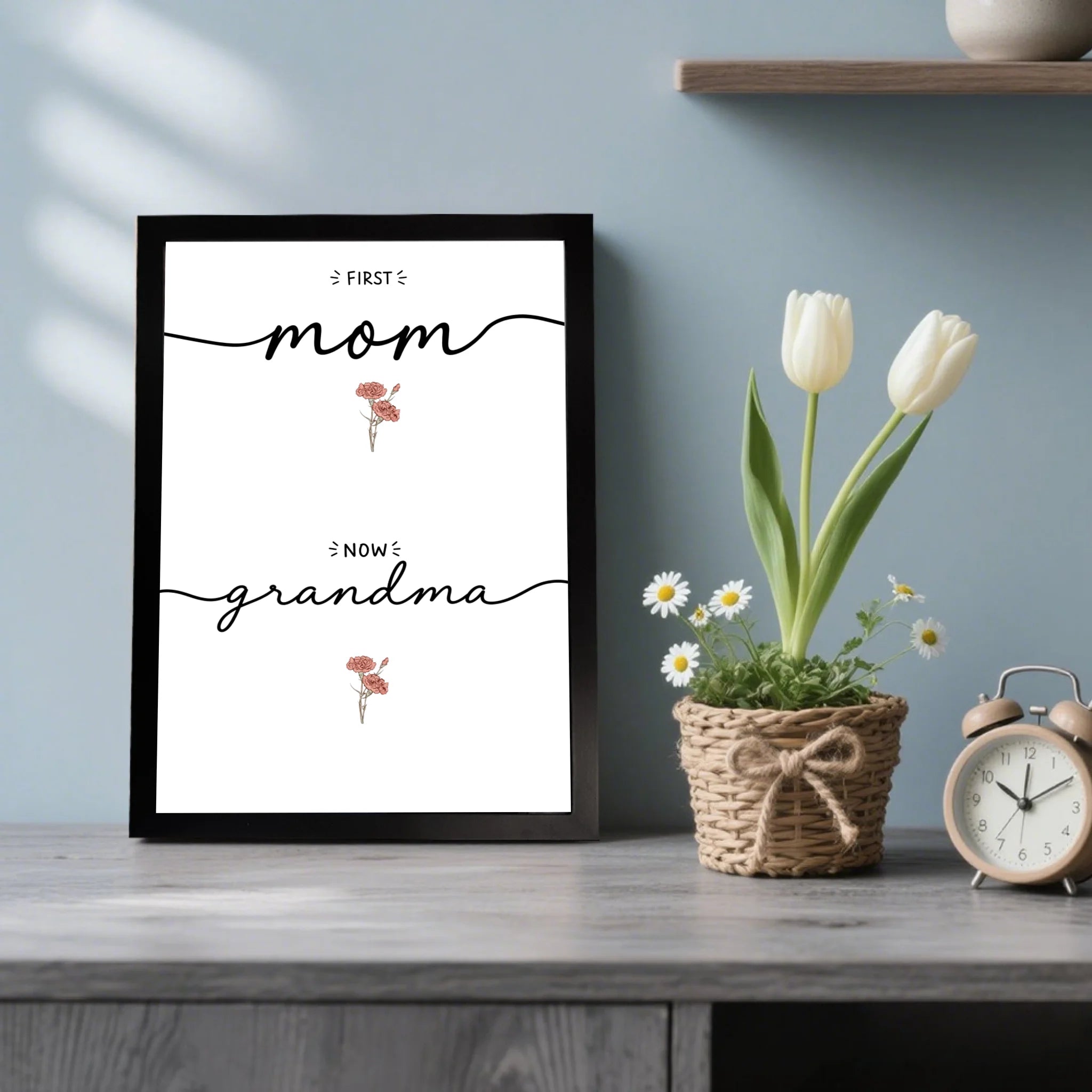 Personalised First Mom Now Grandma Birth Flower Garden