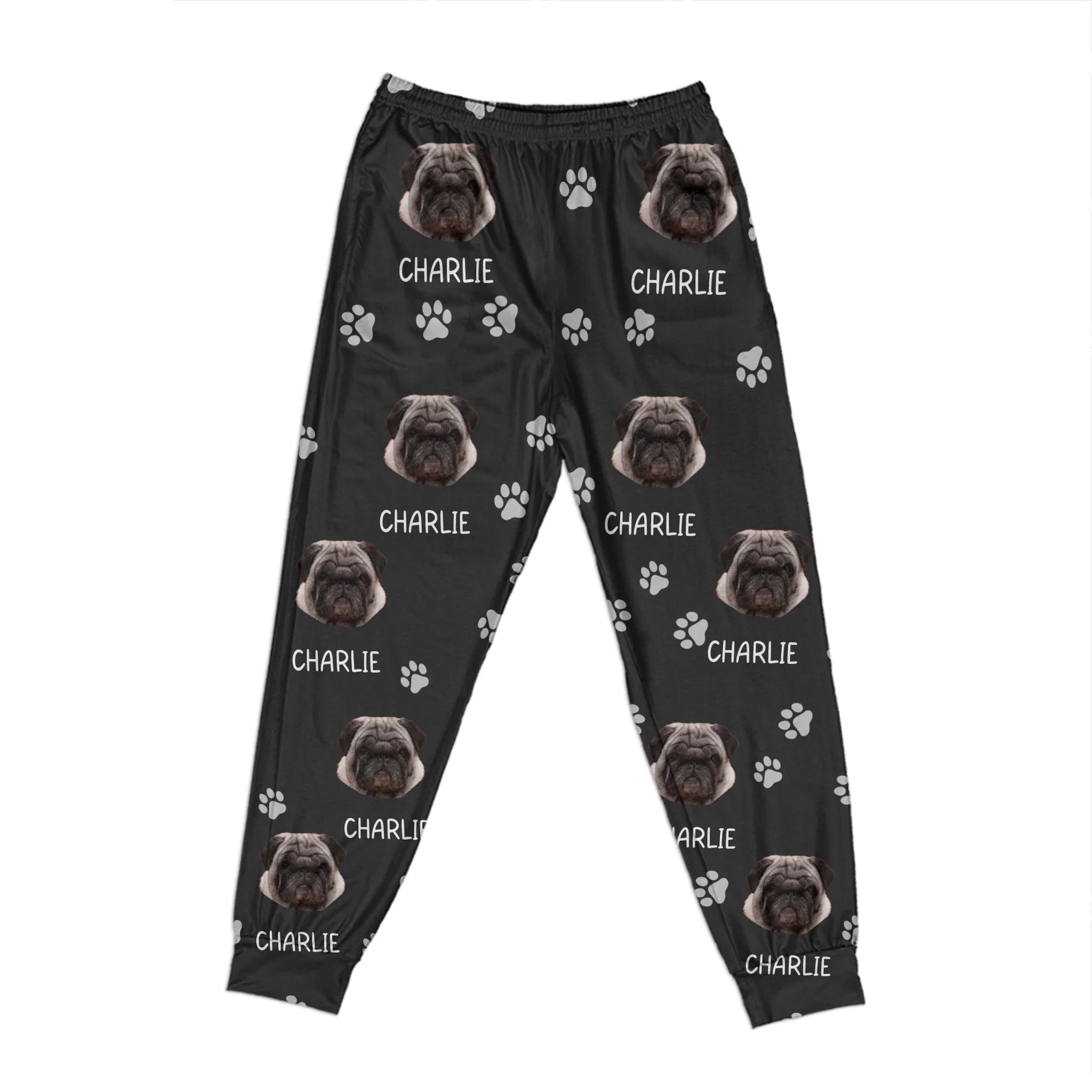 Custom Photo Funny Pet Face Pattern Dog Cat Family - Personalized Pajama Pants
