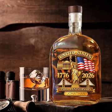 3D Effect 250th Anniversary - Personalized Whiskey Bottle