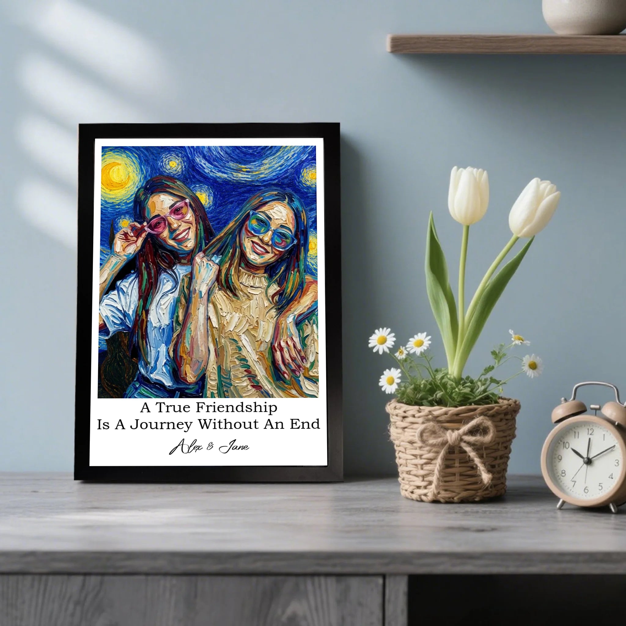 A True Friendship Is A Journey Without An End Van Gogh Art - Personalized Photo Poster - Gift For Friend