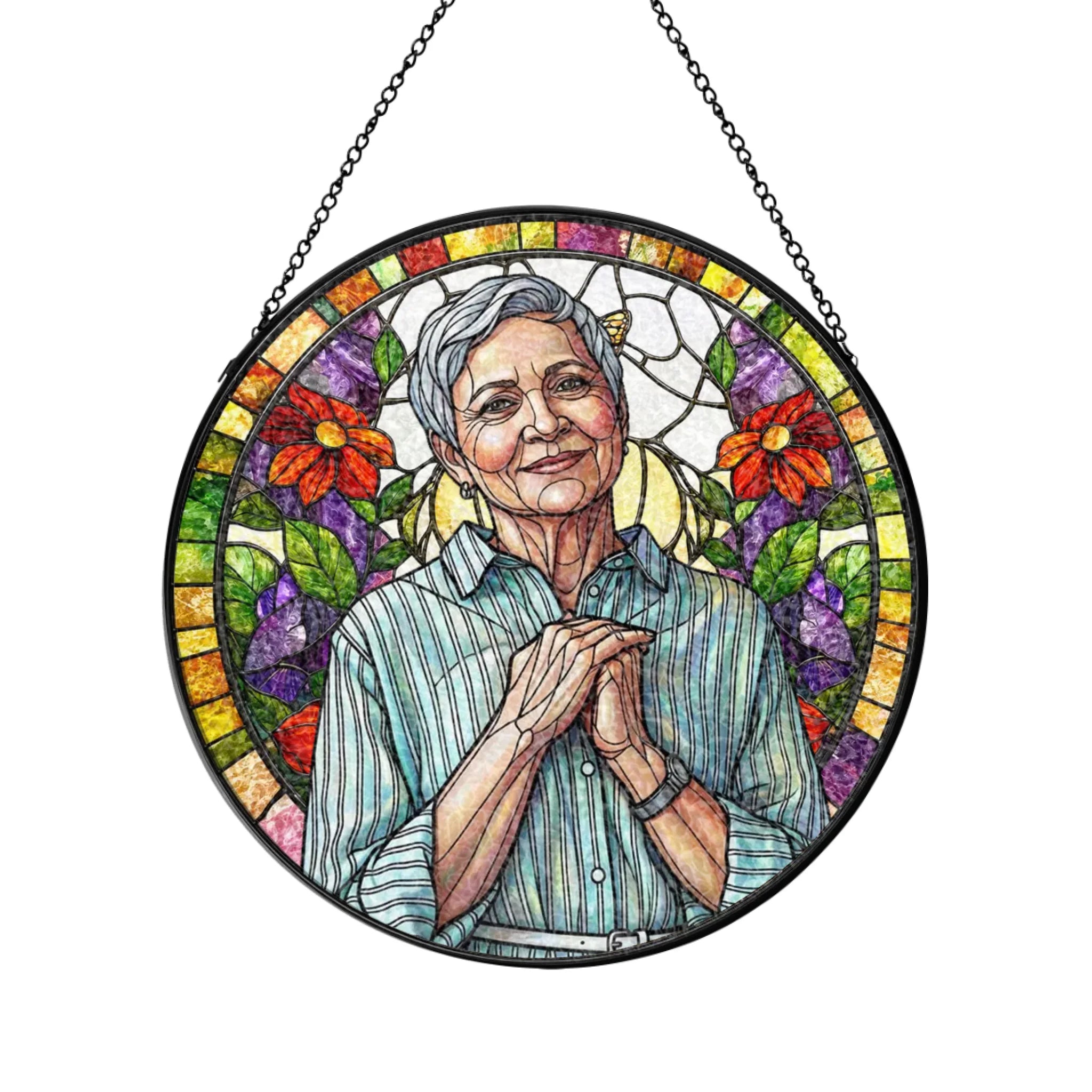 Custom Photo Portrait Mom Grandma Parents Family - Personalized Window Hanging Suncatcher