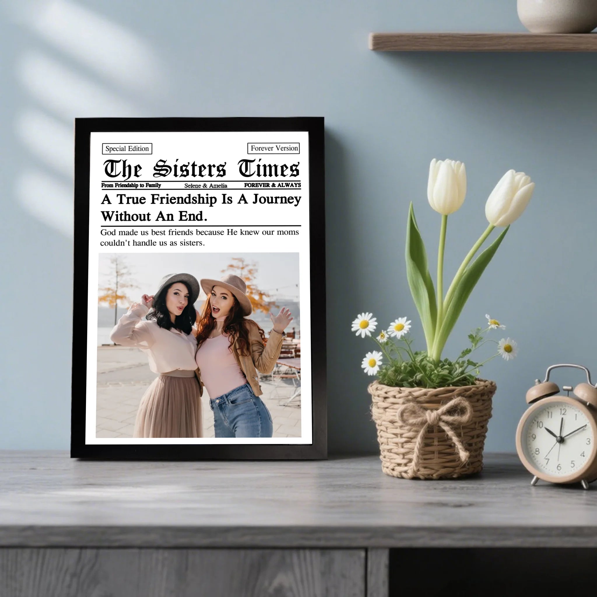 Newspaper The BFF Times - Upload Best Friend, Bestie Photo - Personalized Photo Poster/Canvas - Gift For Friend
