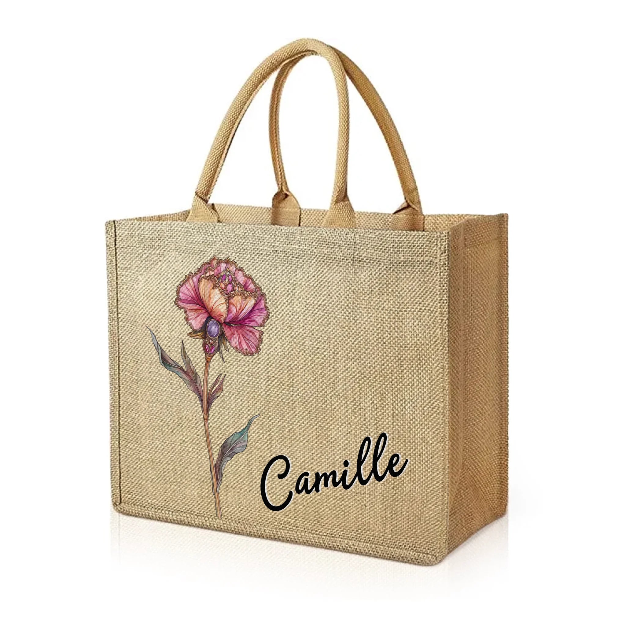 Personalised Retro Oil Painting Birth Flower with Birthstone