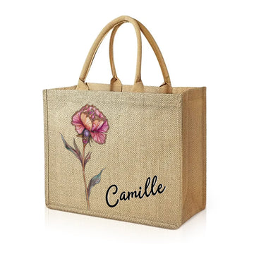 Personalised Retro Oil Painting Birth Flower with Birthstone