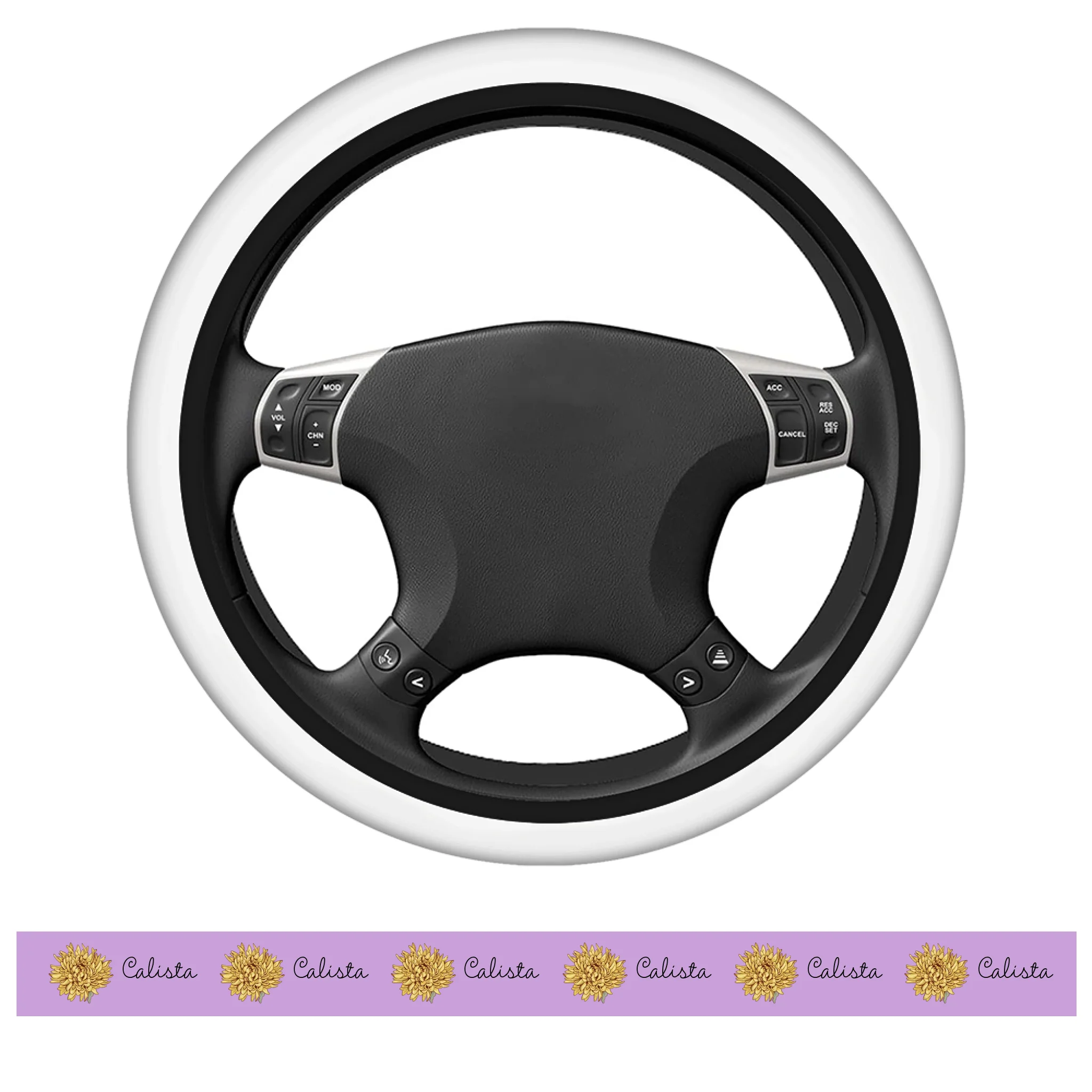 Personalised Watercolour Birth Flower Non-slip Elastic Car Steering Wheel Protective Cover