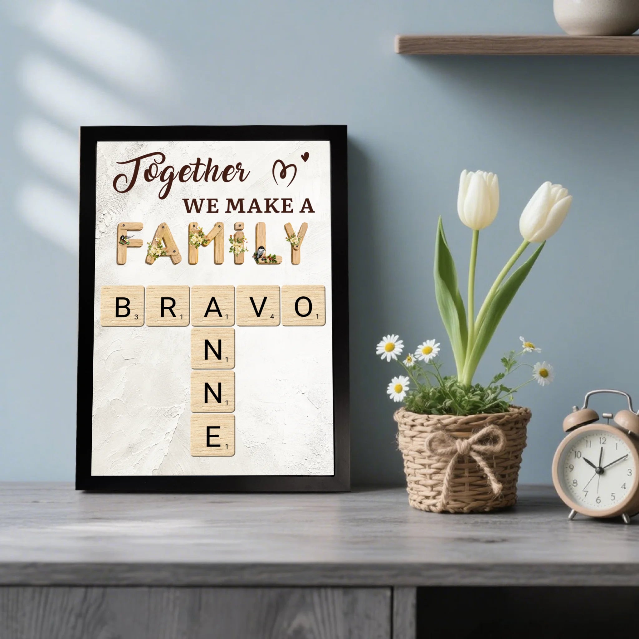 Personalised Together We Make A Family Crossword Art Poster Frameless Framed Painting with Name Home Decor Housewarming Gift for Family Members