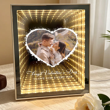 Forget Valentine's Day I Love You Every Day - Personalized Photo Infinity Mirror Light Box