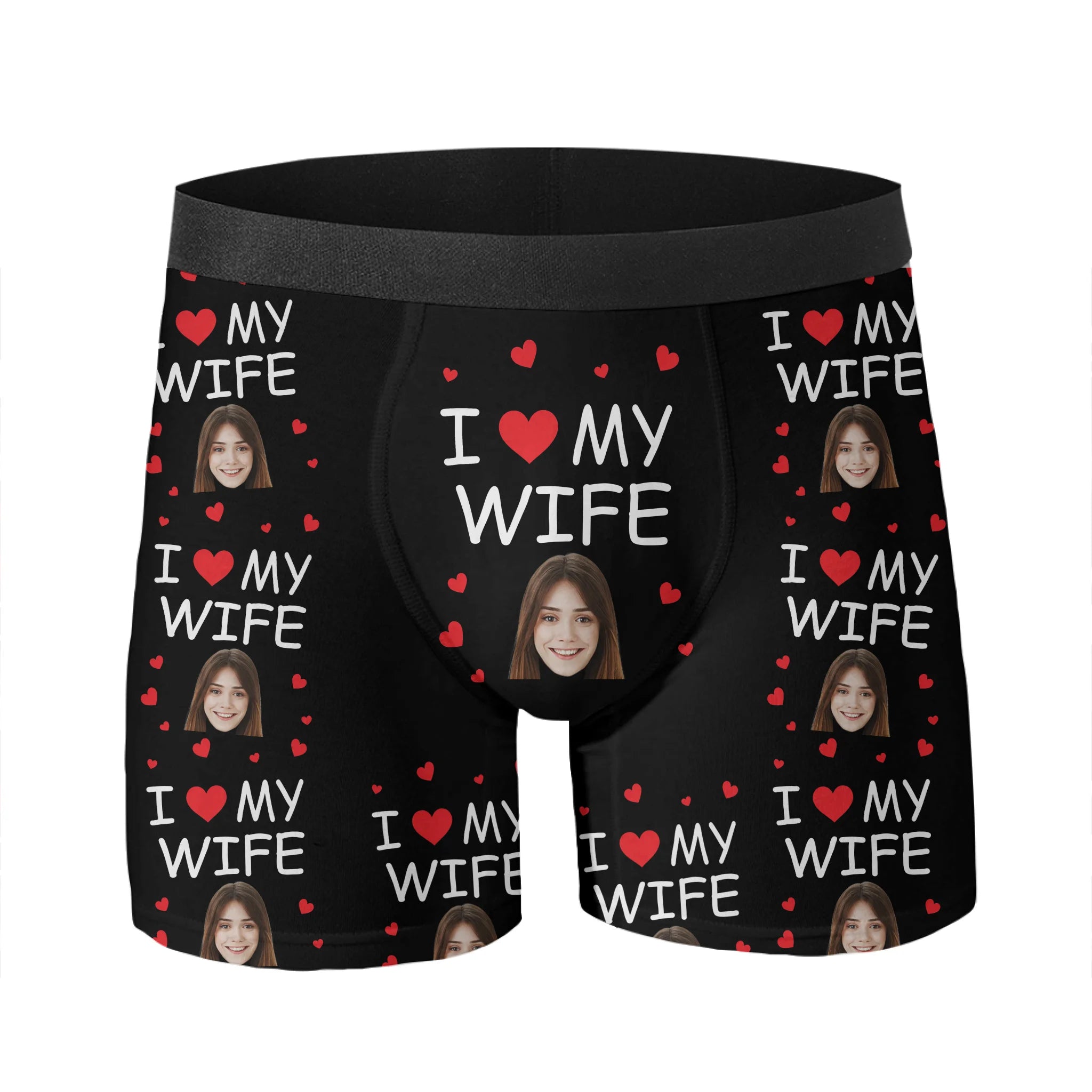 I Love My Wife - Personalized Photo Men's Boxer Briefs