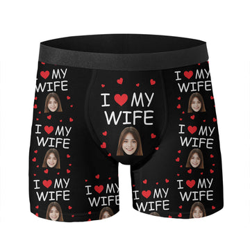 I Love My Wife - Personalized Photo Men's Boxer Briefs