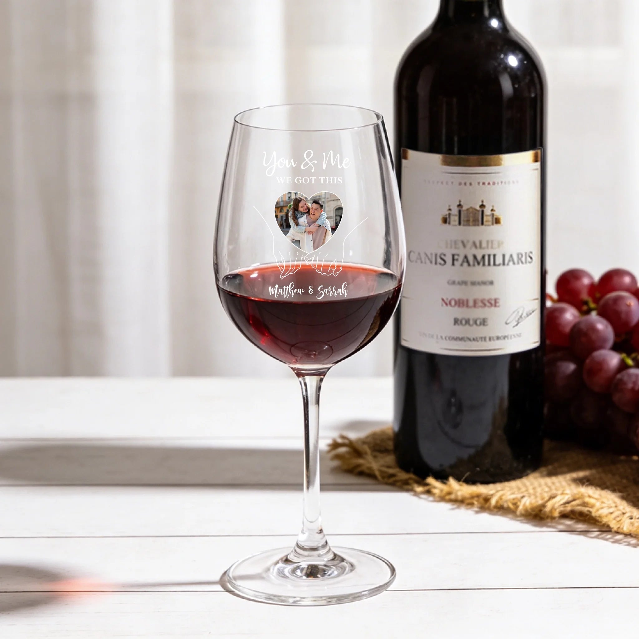 Custom Photo You And Me We Got This - Personalized Wine Glass