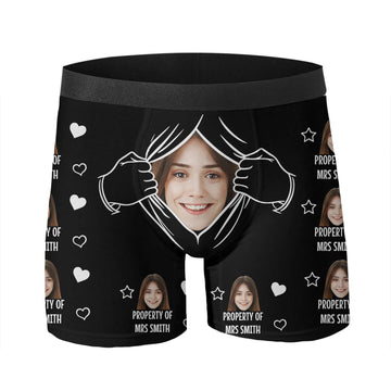 Custom Photo Funny Property Of - Personalized Men's Boxer Briefs