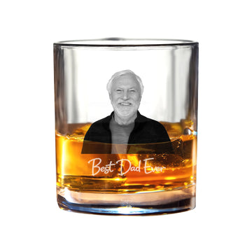 Custom Photo Pencil Sketch Best Dad Ever - Personalized Whiskey Glass
