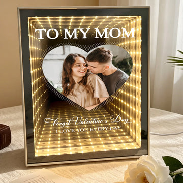 Forget Mother's Day I Love You Every Day - Personalized Photo Infinity Mirror Light Box