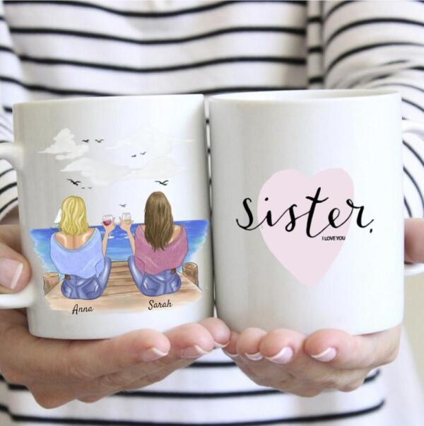 Best Sisters with Drinks - Personalized Mug (2-4 Persons)