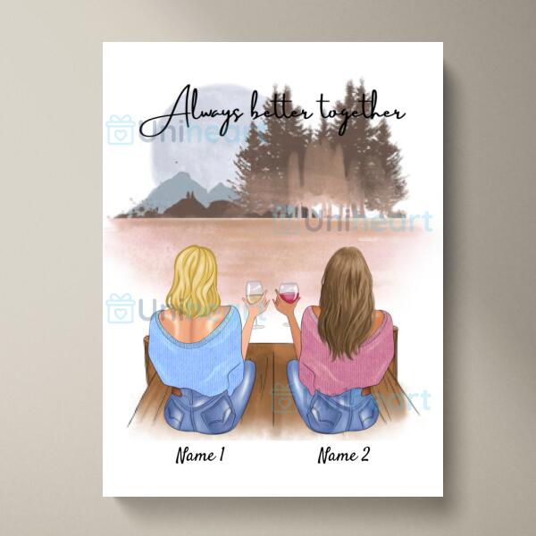 Best Friends with Drinks (2-4 Persons) - Personalized Poster