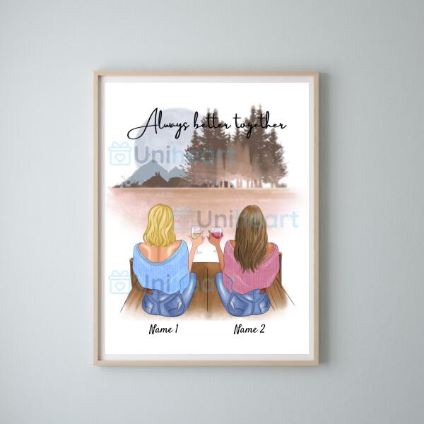 Best Friends with Drinks (2-4 Persons) - Personalized Poster