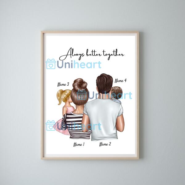 Parents with Children (1-4 Children) - Personalized Poster
